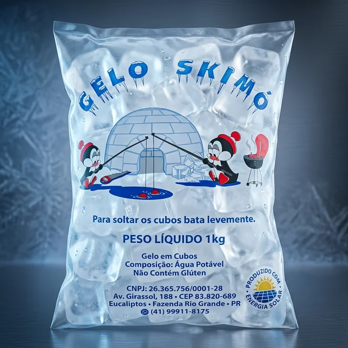 Pacote de Gelo em Cubos 1kg Gelo Skimó