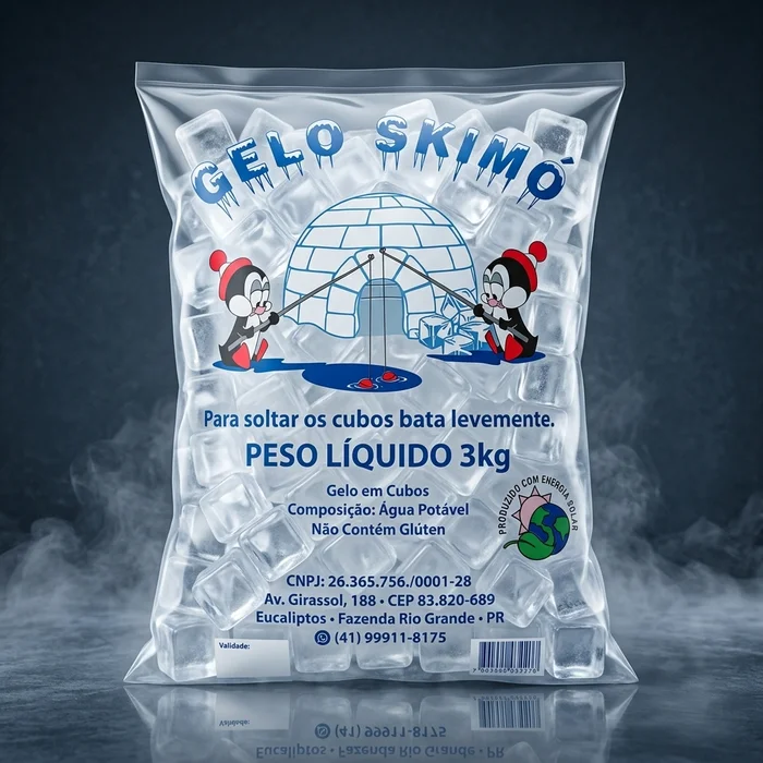 Pacote de Gelo em Cubos 3kg Gelo Skimó